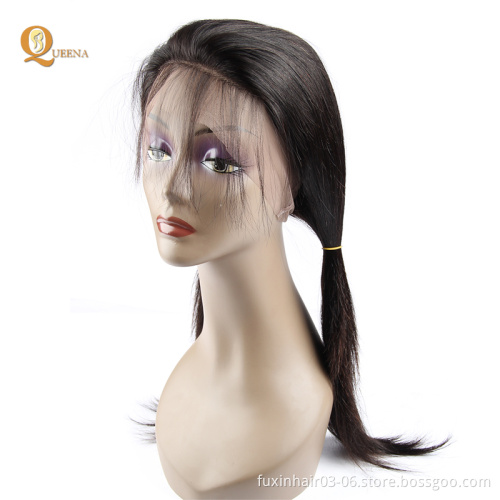 Natural Color Straight 360 Lace Frontal Wigs Preplucked 180% Density Remy Human Hair Wigs